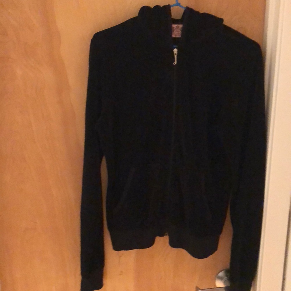 Juicy couture black zip up velour hoodie
